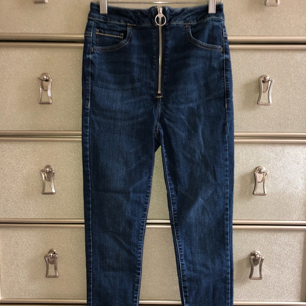 Garage Skinny Hugh Waited Zip Up Jeans